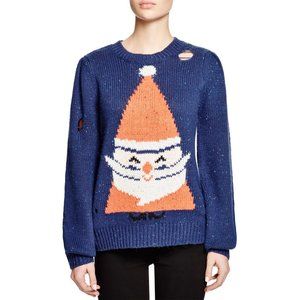 Wildfox Jingle Man Santa Ugly Distressed Sweater L